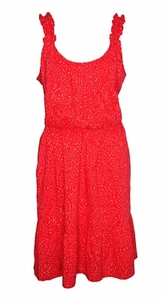 Abito nuovo BANANA REPUBLIC S rosso volant cinturino leggero orlo svolazzante scollo a scoop - Foto 1 di 8
