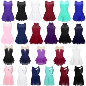 Mädchen Eiskunstlauf Kleid Ärmellos Rollschuhkleid Eislaufen Wettkämpfe Kostüm - Bild 1 von 270