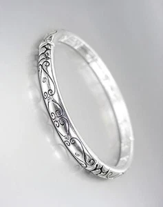 KLASSISCHES Designer Silber CZ Kristalle filigran dehnbar stapelbares Armband - Bild 1 von 2
