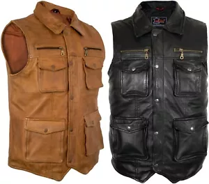 Herren Lamm Nappa Lederweste Weiches Leder Freizeitweste Outdoor Weste echtleder - Bild 1 von 23