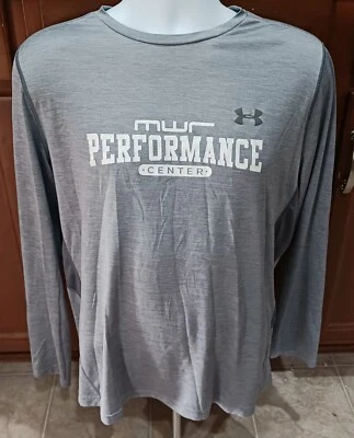 Michael Waltrip Racing MWR Performance Large Team Issue UA Gray Shirt NASCAR  - Image 1 of 4