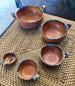 Vintage set of 5 Nesting Terracotta Bowls from Mexico - Picture 1 of 11