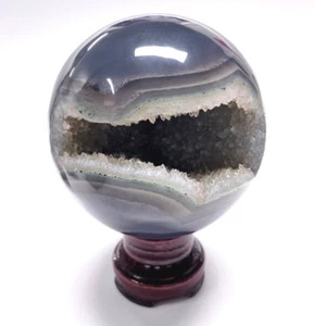 1547g Natural Agate Geode Sphere Crystal Ball Reiki Healing Energy Decoration - Picture 1 of 9