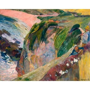 Paul Gauguin, Flageolet Player on the Cliff, Semi-Metallic Gloss, 20" x 25" - Picture 1 of 10