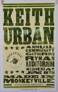 Keith Urban Annual Gathering Ryman Auditorium Monkeyville Hatch Show 2005 estampado - Imagen 1 de 1