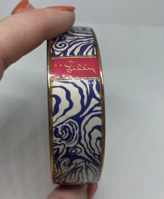 Brazalete Brazalete Lilly Pulitzer Edición Limitada 2014 Esmalte Azul Blanco Oro Foto 1 de 4