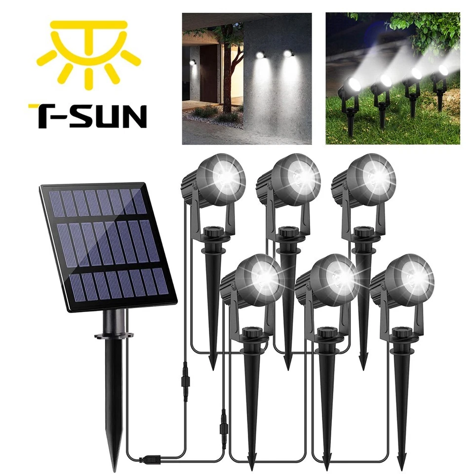 T-SUN Solar Gartenleuchte Solarstrahler Solarlampen Gartenlampe für Garten Weiß
