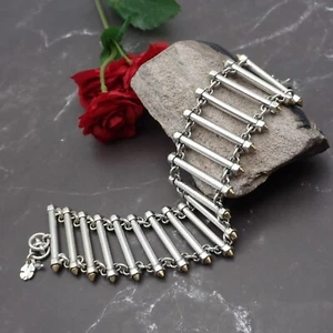 Lucky Brand Bar Lattice Silver Tone 8" Adustable Bracelet - Picture 1 of 8