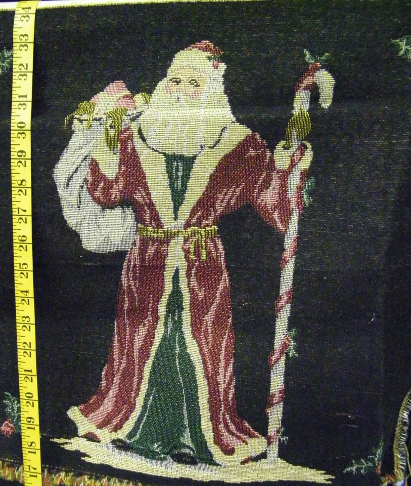 SANTA TAPESTRY UPHOLSTERY COTTON FABRIC PANEL 18X17 INCHES  UNFINISHED - Image 1 of 1