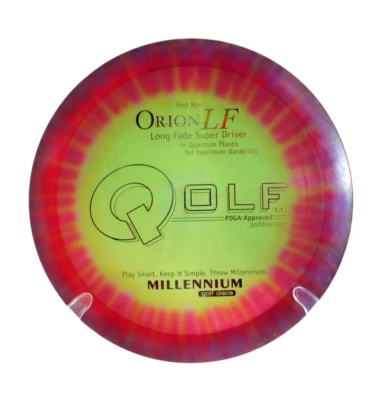 FLY GREEN DISC GOLF USED 1ST RUN MILLENIUM ZIPPER TOP DYED QUANTUM ORION LF 162g - Image 1 of 2