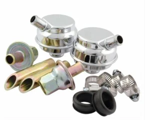 Kit de sistema de evacuación de cárter GM Chevy SBC BBC Ford Mopar SB BB CROMADO - Imagen 1 de 2