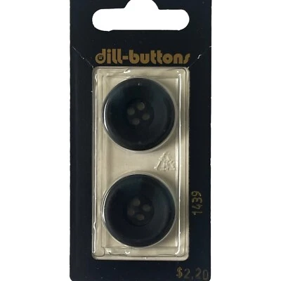 Buttons Blue Round Smoky 4-Hole 2-Pack 7/8" 23MM Vintage Dill No. 1439 Germany - Image 1 of 4