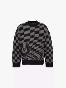 REPRESENT x BELSTAFF Checkerboard Wool Alpaca Knit Grey Black Jumper XL BNWT - Picture 1 of 15
