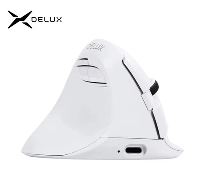 🖱️Delux M618ZD Left Hand Ergonomic Wireless Vertical MouseBluetooth2.4GHz WHITE - Image 1 of 4