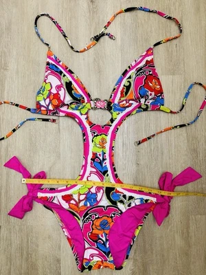 Traje de baño Betsey Johnson Monokini bikini talla M mediano único rosa multicolor Foto 1 de 4