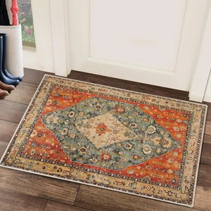 Boho Area Rug, 2 X 3 Ft Washable Rugs for Entryway Faux Wool Small Rugs - Picture 1 of 9