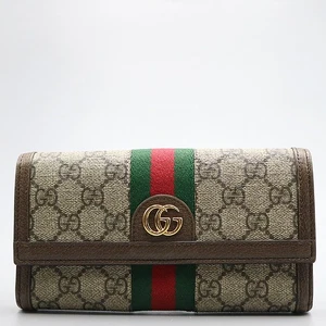 Gucci 523153 GG Logo Supreme Canvas Ophidia Web Stripe Long Wallet - Picture 1 of 5