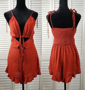 Victoria's Secret Laurel & Love Strampler Gr. M Burnt Orange gesmokt Schlüsselloch Riemchen - Bild 1 von 14