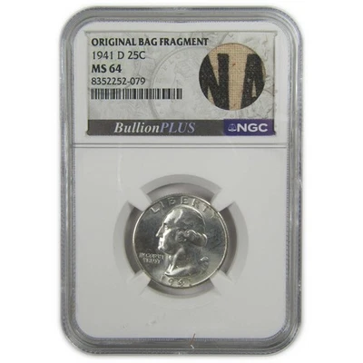 1941 D Washington Quarter MS 64 NGC Silver Bag Fragment SKU:I20600 - Image 1 of 4