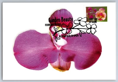 Maxi tarjeta #5661 Garden Beauty rosa polilla orquídea FDC con cancelación de imagen Foto 1 de 2