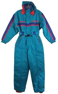 Apparatus Youth Size 16~ Teal & Purple Hooded Ski/Snow Suit Retro. - Image 1 of 4