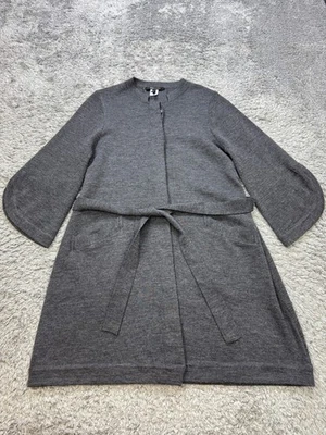 BCBGMaxAzria Sweater Women Medium Gray Merino Wool Belted Flare Sleeve Cardigan - Image 1 of 4