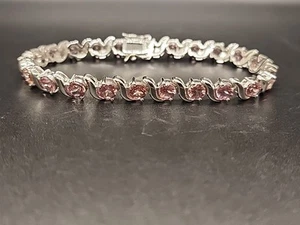 Pink Garnet Rhodium Plated Sterling Silver 8" Bracelet 10.71ctw RNH339-8 - Picture 1 of 10