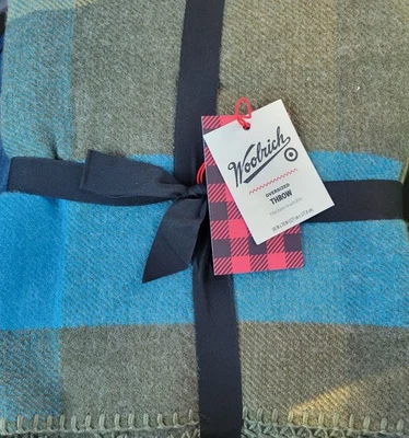 Manta Woolrich X Target Azul/Verde 50x70 NUEVA Foto 1 de 3