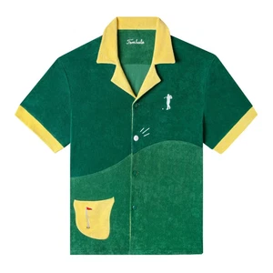 Camicia Tombolo Uomo Unisex Mulligan Cabana Terry Panno Cotone Golf Bottoni Tg M - Foto 1 di 22