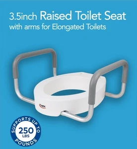Sedile WC rialzato con braccioli standard per alzatina bagno disabili anziani - Foto 1 di 9