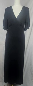 A Pea in the Pod Women's Maternity Black Flutter Sleeve Maxi Dress Sz M - Picture 1 of 5