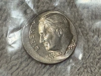 1996 ERROR OFF CENTER Roosevelt Dime CH AU Details O/C - Image 1 of 2