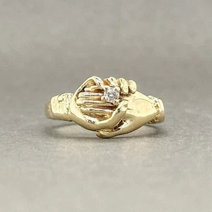 Antiguo Anillo Solitario Fede Gimmel Diamante Creado en Laboratorio 2 quilates Oro Amarillo 14K Sobre - Imagen 1 de 5