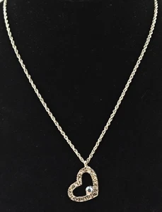 NUOVO! Collana Cuore Strass Trasparente AB Rosa Tono Argento Corda Gioielli 16-19"L - Foto 1 di 6
