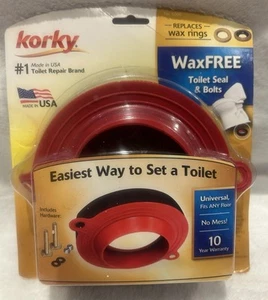 Korky Guarnizione WC Universale 2 Pezzi Senza Cera e Bulloni Riposizionabili Nuovo Sigillato - Foto 1 di 4