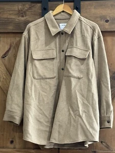 Old Navy Women’s Sz XL Wool Blend Shacket Oatmeal Heather Shirt Jacket Chore New - Picture 1 of 9
