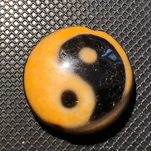 Energy Tibetan Top Old Agate Goat Eye yinyangtaiji dZi Bead Totem9*25mmC2002 - Picture 1 of 7