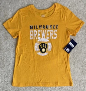 MLB Milwaukee Brewers Niñas Cuello Redondo Camiseta Amarilla, Talla XL (14/16) - Imagen 1 de 6