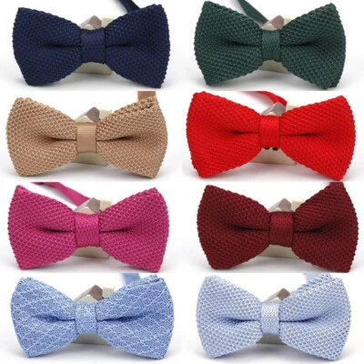 Knitted Double Layer BOW TIE Pre-Tied Bowtie Classic Wedding Office Prom Unisex - Image 1 of 4