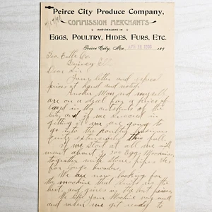 1898 Peirce City Missouri Produce Co. Händler Eier Geflügel Briefkopf - Bild 1 von 3