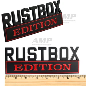 7in Large RUSTBOX EDITION Emblem Black Badges fits Chevy Ford Toyota Car Truck - Picture 1 of 1
