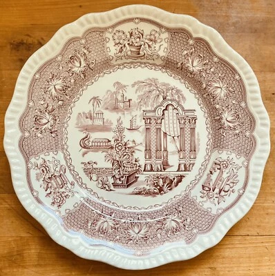 The Spode Archive Collection Regency Series Cranberry Pagoda 11" Dinner Plate - Image 1 of 3
