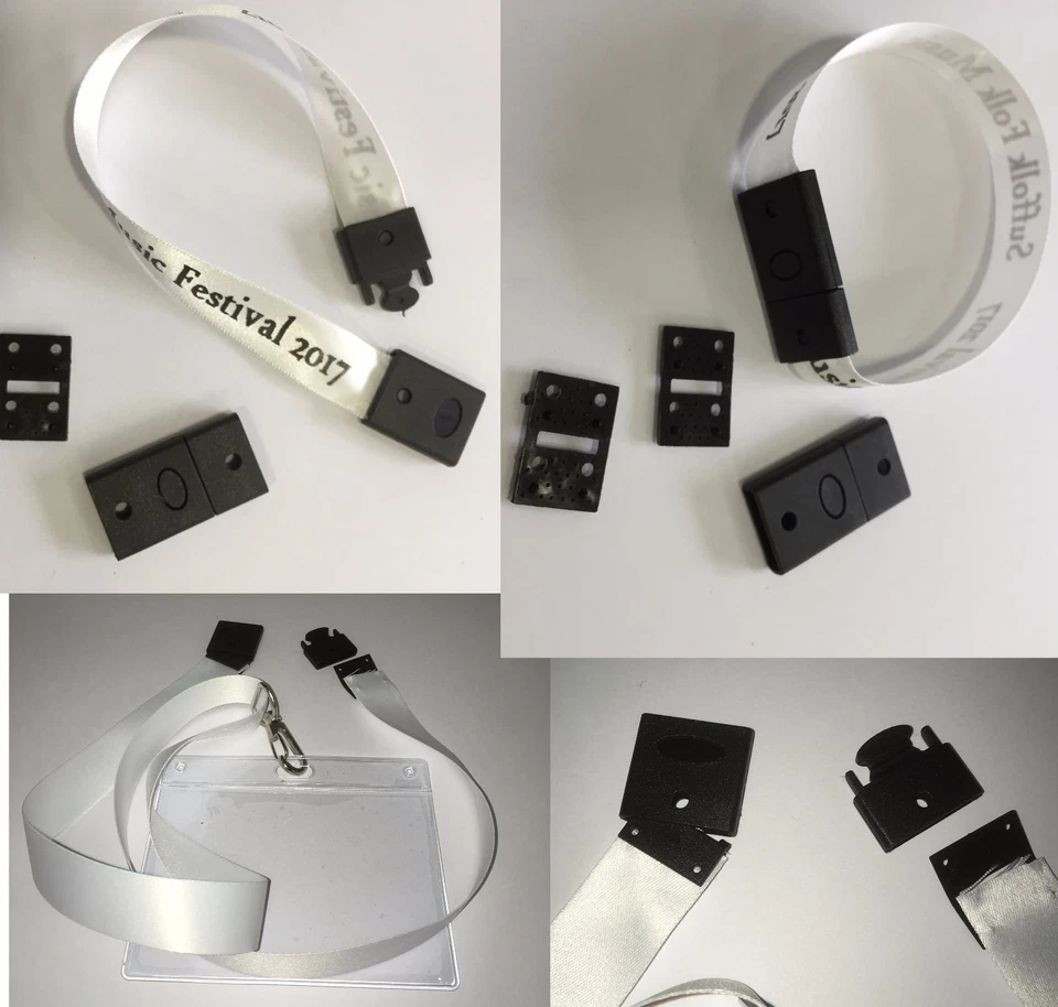 10 or 50pk black wristband or lanyard NO SEW safety release clasp 15, 20 or 25mm - Image 1 of 1