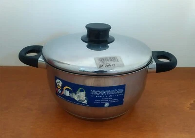 CASSERUOLA IN ACCIAIO INOX 18/10 INOXMETAL CON COPERCHIO DIAMETRO 22 CM - Immagine 1 di 4