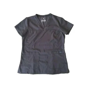 Adar Scrubs Top Womens Size Medium Gray Grey Short Sleeve Sweetheart Neckline - Picture 1 of 4