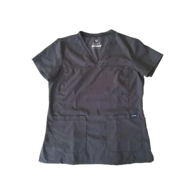 Adar Scrubs Top Womens Size Medium Short Sleeve Sweetheart Neckline Gray Grey - Image 1 of 4