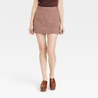 Women's Mini Skirt - A New Day Brown Plaid L