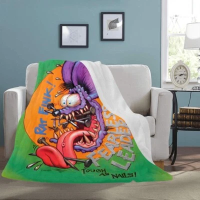 Vintage Style Rat Fink Tough as Nails Fearless Ultra-Soft Micro Fleece Blanket - Image 1 of 4