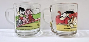 Set Of 2 Vintage Garfield McDonalds Jim Davis Glass Coffee Cups Mugs - Picture 1 of 4