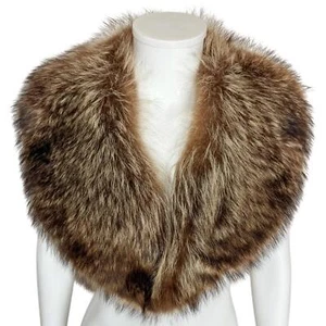 Vintage Raccoon Fur Collar Brown One Size Fits All - Picture 1 of 6